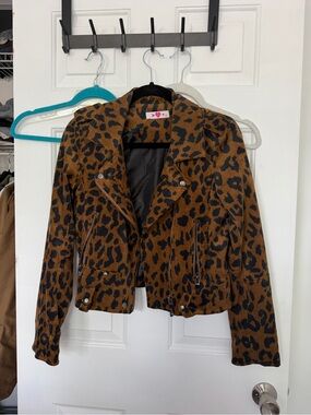 Buddy Love Leopard-Print Moto Jacket in Brown and Black